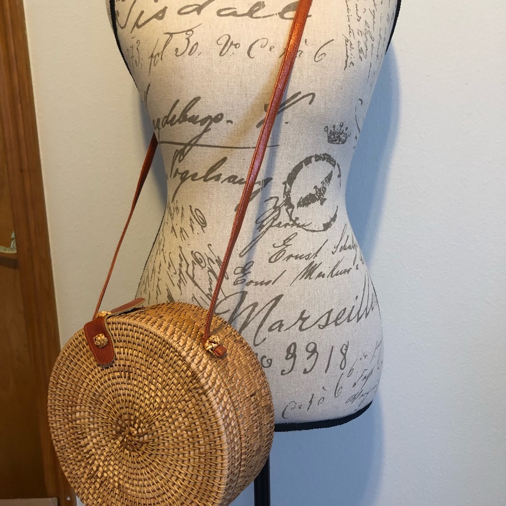 Straw Rattan Woven Crossbody Bag Gem